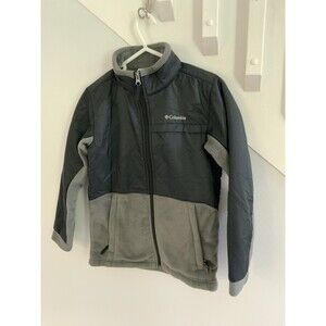 Columbia Jacket Youth Medium 10/12 Black Sweater Full Zip Hoodie Fleece Boys